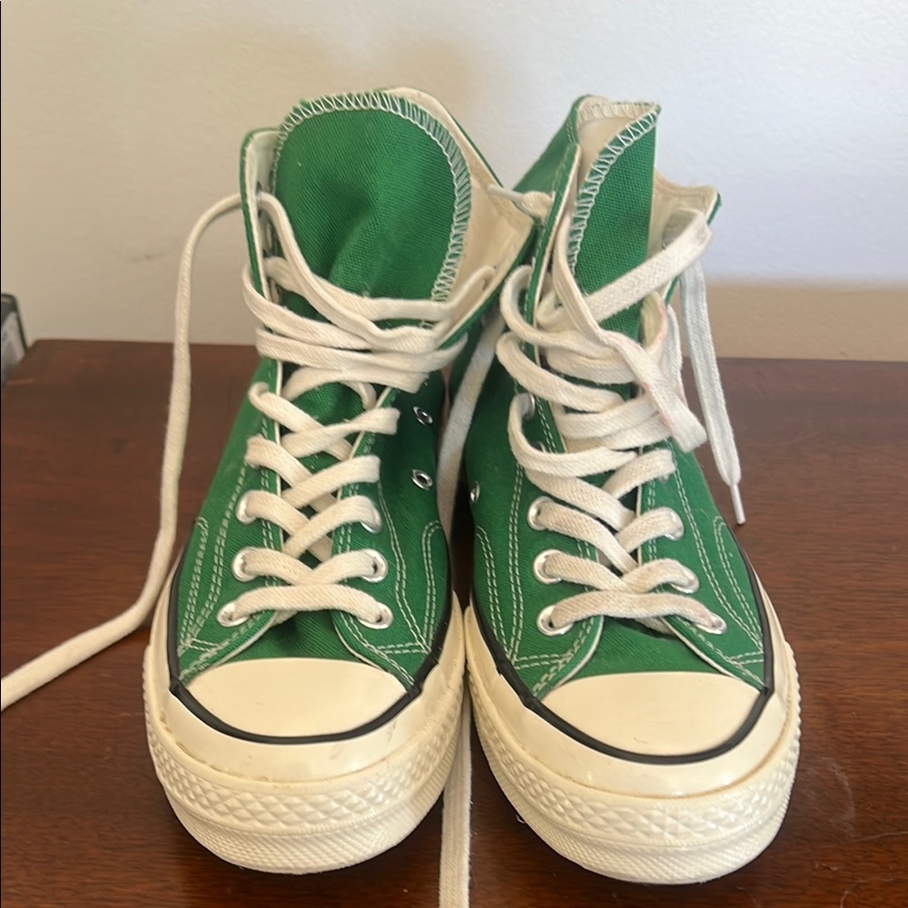 Converse Green and White High-Top Sneakers Canvas